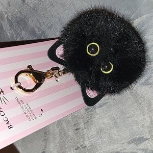 Piper K Black Cat Pom-Pom Bag Charm & Key Chain BRAND NEW TL